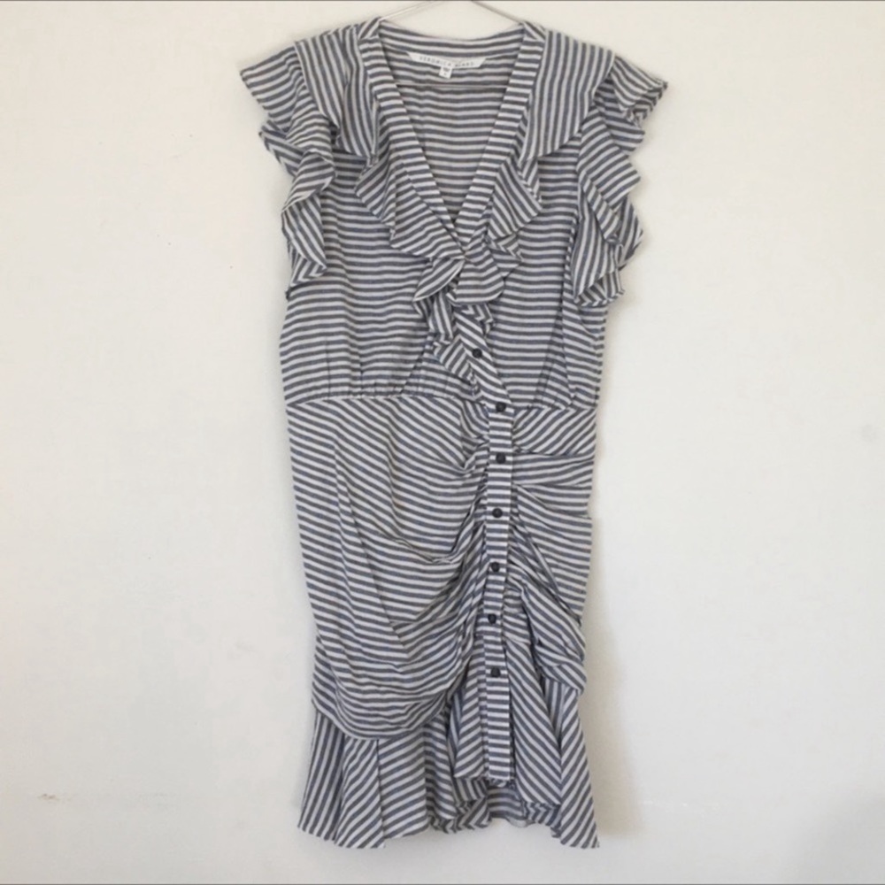 Veronica Beard Kai Striped Button Front Ruffle Mi… - image 2
